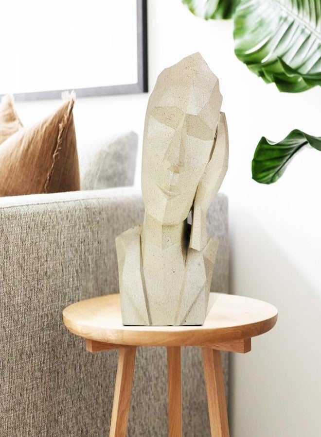 Bianco Abstract Human Face Showpiece for Living Room, Bookshelf, Tabletop Decoration | Polyresin Geometric Figurines | Modern Abstract Face Statue for Home & Office Decoration (Marble Finish) - Image 3